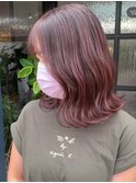 大人シアーベージュミニウルフボブミディアムレイヤー
