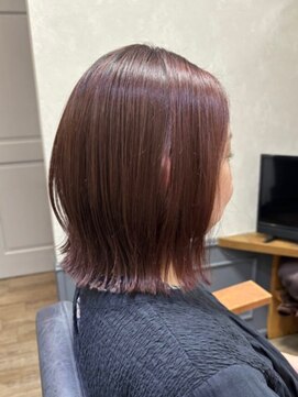 カミケン 清明店(kamiken.) 大人可愛いうる艶ピンクカラー×外ハネボブ【カミケン清明店】