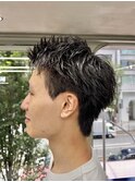 刈り上げアップバングスパイキーショートパーマスパイラルパーマ