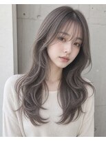 アボヘアー(Abo hair)&nbsp;ミルクティーベージュレイヤーカットイヤリングカラーロングヘア