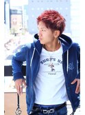 ワインレッドカラー　刈り上げアップバング束感ショート