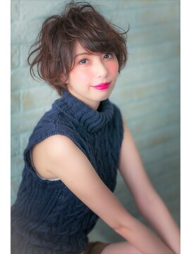 ソア 武蔵小杉(SOAR) 大人かわいい無造作カールとデザインカラー小顔丸みショートボブ