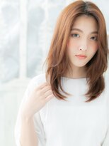 モッズヘア 越谷(mod's hair)&nbsp;センターパートレッドブラウン小顔セミディ越谷