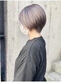 パープルシルバーのショートボブ