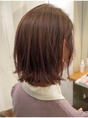 大人ピンク/モーヴピンク/切りっぱなしボブ/外ハネミディアム