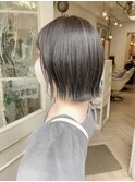 短めくびれボブ透明感グレージュ紫外線で色落ちしないカラー