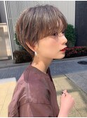 前髪長めマッシュショート×くすみベージュ[横浜駅]