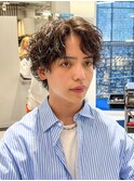 メンズセンターパートウルフ波巻スパイラル