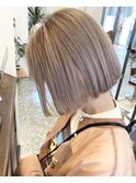 ミルクティーグレージュくすみカラー透明感カラーハイトーンボブ