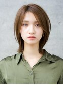 くせ毛風カールセミディシアーカラー姫カットボブパーマ大人女子