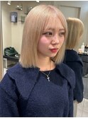 8170渋谷ブロンドホワトアッシュハイトーンカラーボブ韓国ヘア