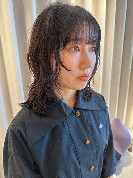 ノラギンザユー(NORA GINZA/U) パーマミディアムパーマ黒髪パーマウルフパーマレイヤーパーマ