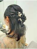 花飾りハーフアップ