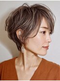 白髪ぼかし脱白髪染め大人ショート40代50代60代