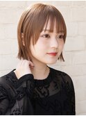 大人可愛い20代30代40代黒髪前下がりひし形小顔ボブ