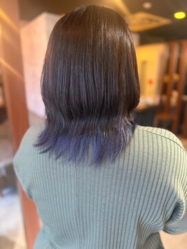 エイム ヘア デザイン 町田店(eim hair design) 毛先パープル/裾カラー/グラデーションカラー/外ハネミディ/暗髪