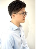 七三オールバックツイストパーマかき上げヘアコンマヘア56