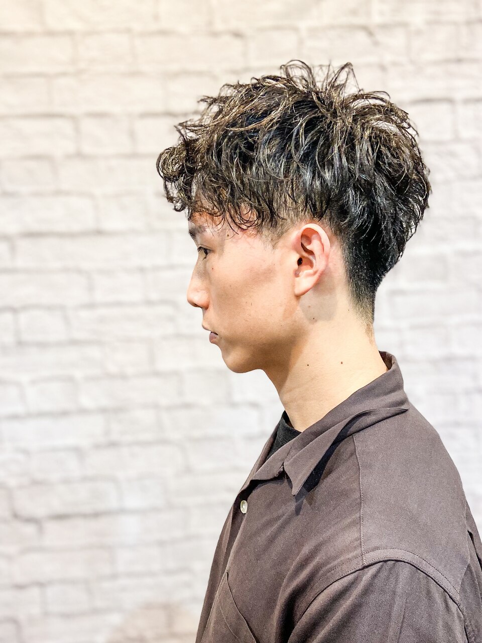 2ブロック6mm刈り上げメンズマッシュ、スパイラルMIXパーマ