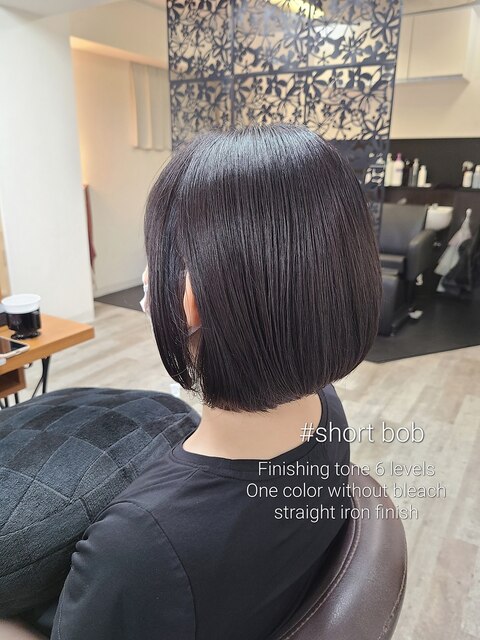 Short bob x non-bleached ash gray 