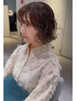 アム(amu)&nbsp;ボブパーマ/パーマボブ/ベージュ/パーマヘア/前髪パーマミニボブ