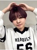 マッシュショート×ハイトーンピンク
