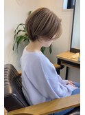 ハイライトミルクティーベージュ ショートボブ