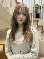 ヘアカロン 熊本本店(Hair CALON) 顔まわりレイヤーカット髪質改善カラーミルクティーベージュ