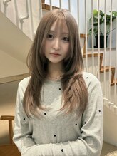 ヘアカロン(Hair CALON) 顔まわりレイヤーカット髪質改善カラーミルクティーベージュ