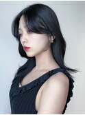 ロング美髪顔周りレイヤー韓国ヘア_ba414461