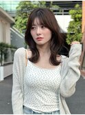 大人可愛いミディアムレイヤーカット韓国ヘア小顔顔周りレイヤー