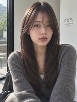 シティー(CITY.)&nbsp;小顔見え顔まわりレイヤー×暗髪ブラウン