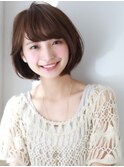 結べる長さを残したふんわりシルエットのひし形ボブ