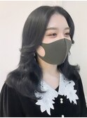 20代30代☆大人可愛いナチュラル&上品な暗髪ウェーブセミディ
