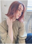 小顔ナチュラルボブヘア/オレンジブラウン20代30代40代