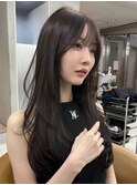 韓国ヘアグレージュカラーブリーチ無し髪質改善イヤリングカラー