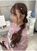 【浴衣ヘア】サイド玉ねぎヘア