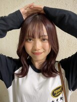 ドォート(Dote hair make)&nbsp;くびれミディアムレイヤーカット×ナチュラルワインレッド　　
