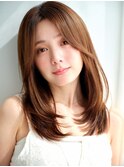大人かわいい小顔レイヤーカット×艶髪ブラウンベージュ