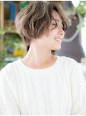 好感！前下がりレイヤーショートボブパーマa