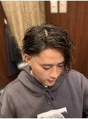 センターパートパーマ