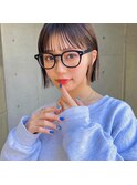 透明ニュアンスショコラベージュベビーバングコンパクトミニボブ