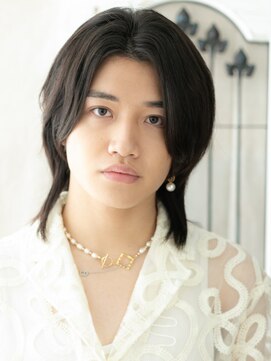 モッズヘアメン 札幌月寒店(mod's hair men) センターパート×黒髪なアンニュイボブウルフd札幌月寒