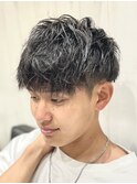 メンズツーブロック波巻きパーマ