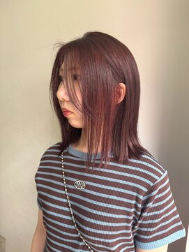 サンク 原宿 表参道(cinq) ダメージレスなブリーチカラーで作るワインレッドカラー