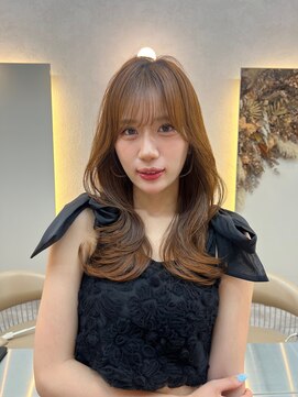 ハローバイシー 仙台(Hello by Sea) チェリーブラウン×くびれレイヤーヘア[夏/ボブ/グレージュ]