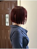 ブリーチなしカラー/外国人風カラー/ボブカット/20代/30代/赤髪