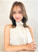 【TLUUSミルクティーブロンドワンホンレイヤーダークブルー】