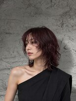 吉 船橋(kici) 船橋ボルドーウルフパーマ顔周りレイヤーくびれミディアム
