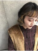 bibito インナーカラー　ポイントブリーチ　イエロー　ボブ