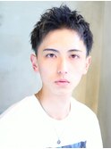 ツーブロック刈り上げビジネス短髪束感黒髪アップバング